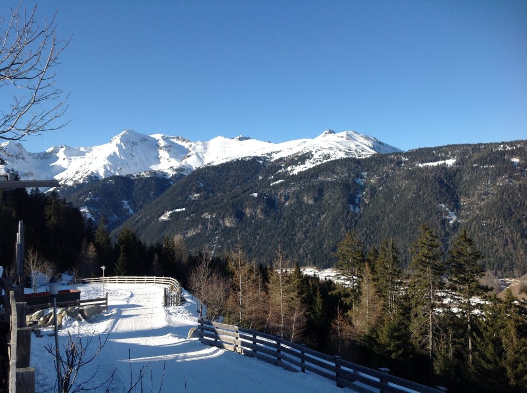 Toboggan run in winter